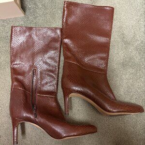 Inez Sylvia Boot in Brown Snakeskin - Size 8